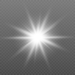 Soft white light bursts shine through a black gradient, producing scattered sparkling particles with radiant highlights and subtle glow effects.