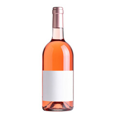 rose wine bottle with blank white label isolated on white or transparent