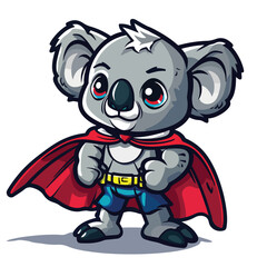 A Super Koala Bear with Red Cape and Blue Shorts Ready for Action