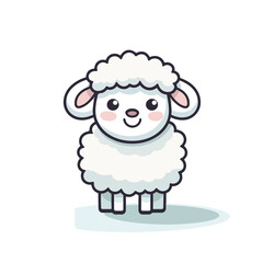 Adorable Cartoon Sheep with Fluffy Wool and a Smiling Face