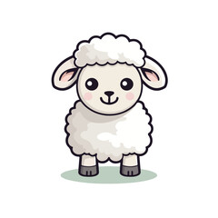 Adorable Cartoon Sheep with Fluffy Wool and Big Eyes
