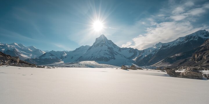 Monte Rosa glacier and Dufourspitze summit scene, emphasizing seasonal erosion risk, Earth Day