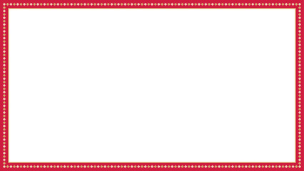 Red rectangular border geometric diamond pattern. Festive frame offers empty space for holiday greeting card