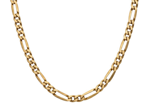 Elegant gold Figaro chain isolated PNG, classic jewelry necklace on transparent background for fashion and luxury designs