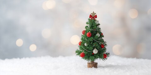 Decorated mini Christmas tree used as a festive tabletop accent for holiday celebrations