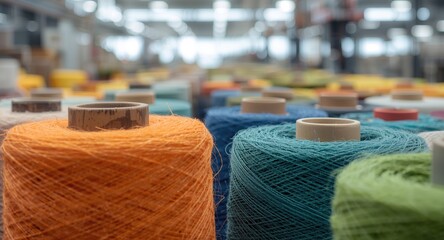 Colorful linen threads and rope arranged for textile craft, suitable for creative textile design projects
