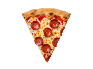 Delicious pepperoni pizza slice isolated PNG, classic Italian fast food with mozzarella cheese and tomato sauce on transparent background