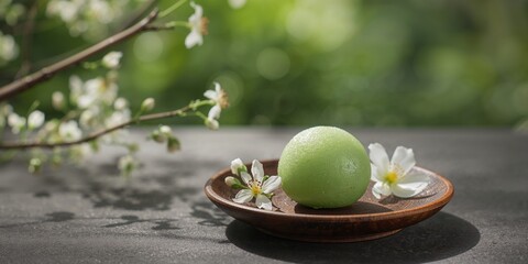 Traditional Chinese sweet green rice ball for Qingming Festival, used as a cultural food offering