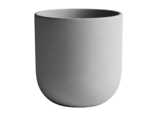 Modern gray concrete planter isolated PNG, minimalist flower pot for indoor plants and home decor on transparent background