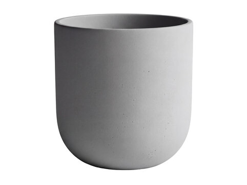 Modern gray concrete planter isolated PNG, minimalist flower pot for indoor plants and home decor on transparent background