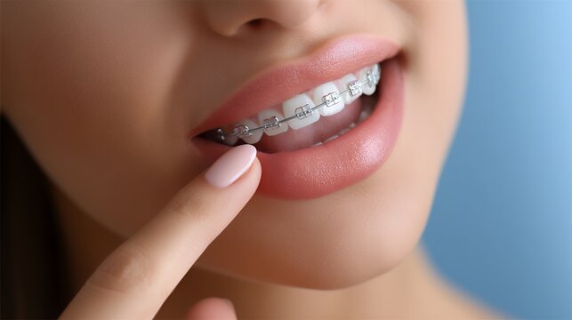 Orthodontist performs adjustment on braces for patient in dental clinic