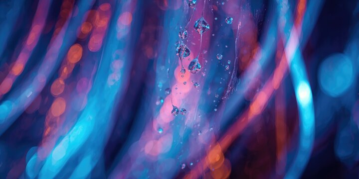 Abstract color neon or led lights background with water drops, suitable for UI backdrop design