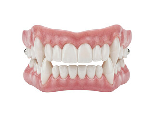 Vampire teeth isolated PNG, scary fangs for Halloween costume, dental prosthesis with sharp canines on transparent background