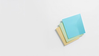 Three blank sticky notes on white background, used for organizing ideas and planning in meetings