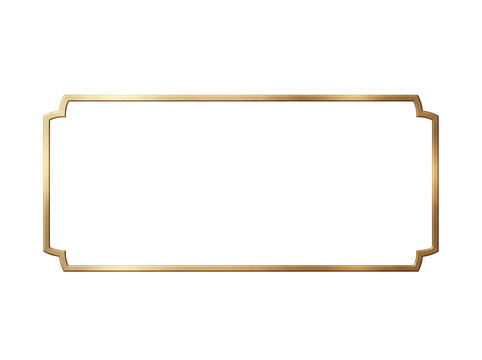 Elegant gold frame isolated PNG on transparent background, decorative border with rounded corners for invitations and graphic design