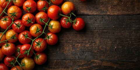 Rosa on ripe Italian tomatoes arranged on a wooden table, serving as a natural background for food presentation, World Food Day
