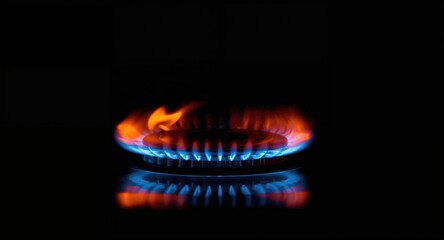 Gas oven burner with active flame, emphasizing safety and maintenance procedures