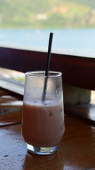 Refreshing iced chocolate coffee drink