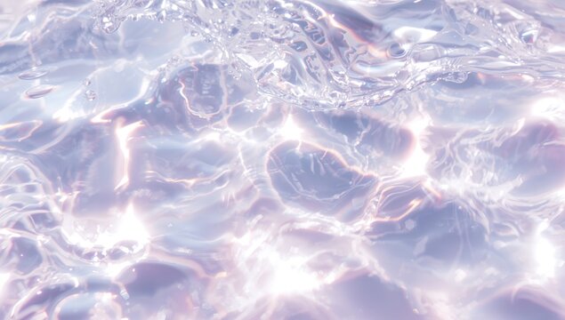 Blurred white water surface with splashes and bubbles, ideal for abstract nature background, emphasizing texture and light reflection - Powered by Adobe