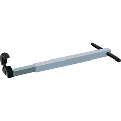 A Light Gray Metal Rod With Black Grips and Two Black Handles at Each End on a Transparent Background Isolated Industrial Tool