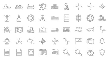 Collection of Nautical and Travel Related Icons and Symbols.