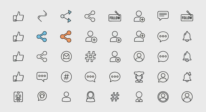 Collection of Social Media Icons - Engagement, Connection, and Communication.