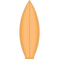 A Simple Illustration of a Light Orange Surfboard with a Transparent Background Ideal for Summer Beach Themes and Water Sports Graphics