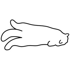 Minimalist line art of a sleeping cat. Cute animal outline for print, logo, tattoo, cat decor, illustration design.