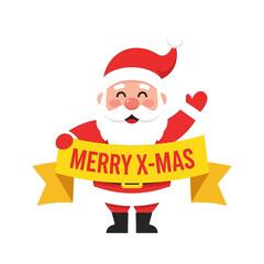 Cheerful Santa Claus with Merry Christmas Banner Greeting Holiday Season.