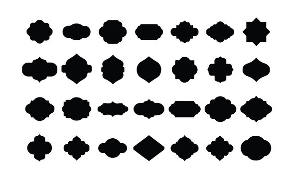Collection of decorative geometric arabesque silhouettes