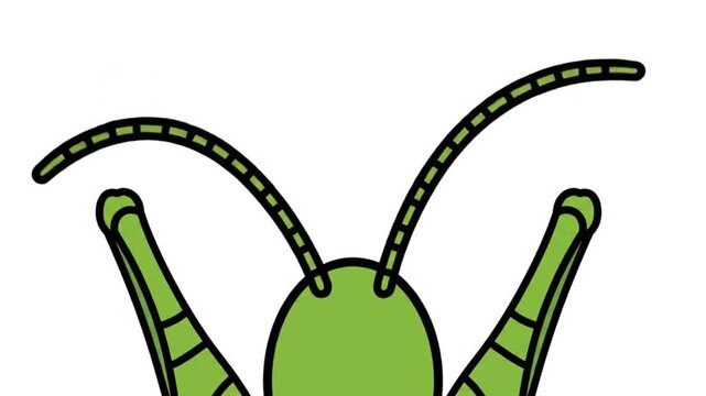 Detailed close-up of cartoon grasshopper antennae, isolated for educational purposes and toddler visual learning, rendered in 8K.