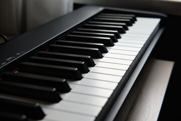 Close up of piano keys, partially shown