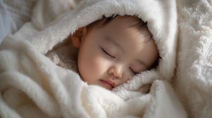 すやすやベッドで眠る可愛い赤ちゃん