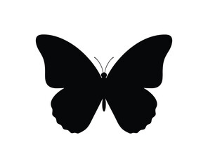 Black silhouette of a butterfly on a white background