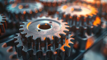 Seamless loop of interlocking gears in continuous motion for mechanical animation