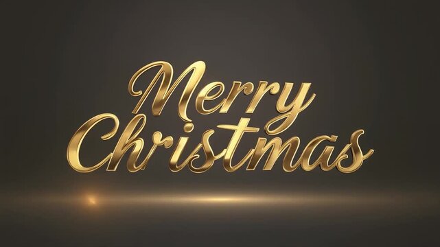 Elegant golden "Merry Christmas" script against a dark, blurred background.