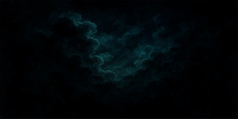 Dark blue smoke clouds with bright light texture on a black backdrop create an abstract motion in space