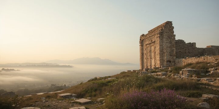 Ancient stone building structure in Turkey, highlighting historical architecture, tourist attraction