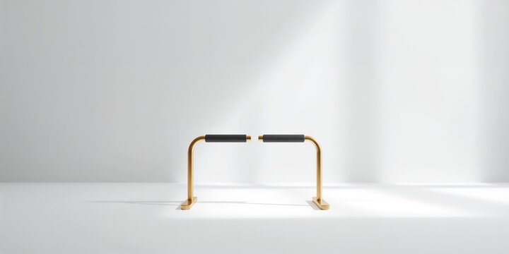 Gold painted wooden push up bars used in exercise routines, emphasizing durability and safety, fitness equipment - Powered by Adobe