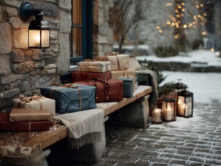 During the Christmas and New Year holidays in China in 2026，An antique still life painting depicting books, a wooden treasure chest, gold coins, and chocolates.