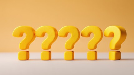 a row of yellow question marks