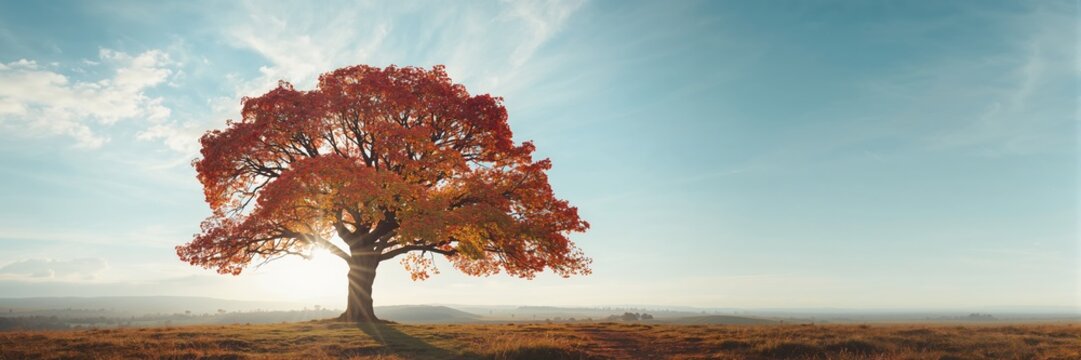 Rowan tree with ashberries in autumn sunlight, emphasizing seasonal change and foliage preservation - Powered by Adobe