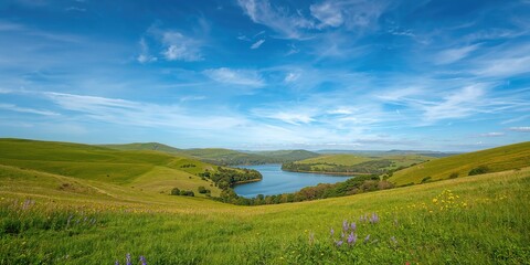 Natural scenery background on a bright day, ideal for outdoor activities and nature appreciation