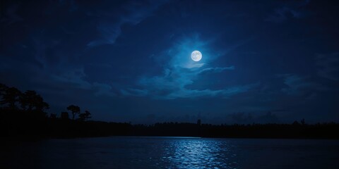 A luminous moon in a clear night sky used as a background for text and layout, emphasizing nighttime illumination
