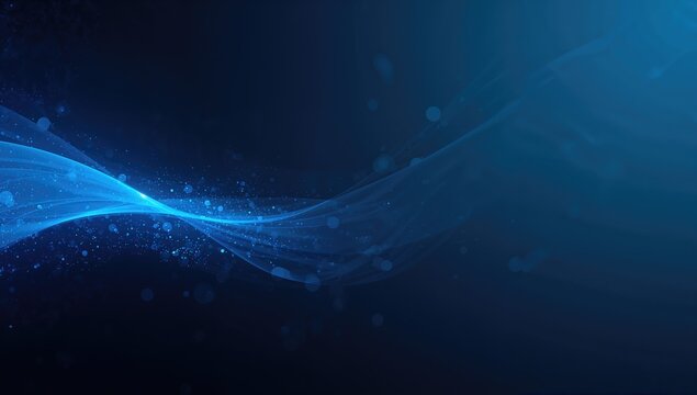 Abstract blue motion glow with light trails and particles, suitable as a digital or technological background - Powered by Adobe