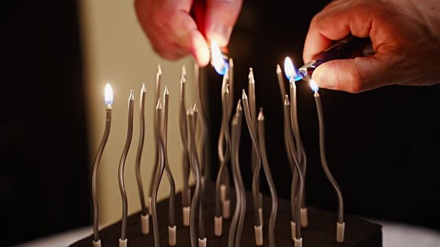 Lighting candles for a special celebration