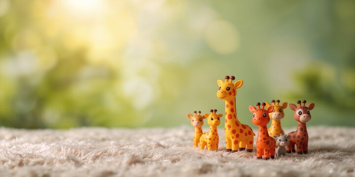 Children's toys featuring plastic giraffe figures, designed for safe play and durability, safety awareness day - Powered by Adobe