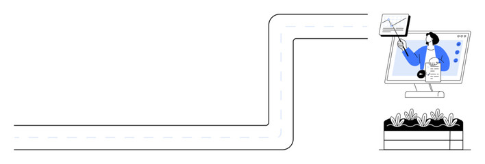 Business communication. Business communication highlights virtual presentations, growth analysis, and remote strategies. Business connects professionals and supports online collaboration. Ideal