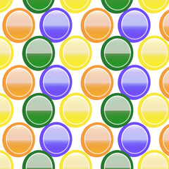 Colored round pills in vector pattern.Vector pattern of colored circles with illumination.