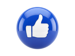 Blue like button PNG isolated on transparent background, social media thumbs up icon for website and app design
